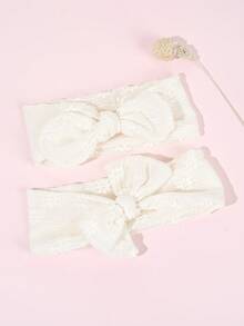 2pcs Beige Headbands For Baby Adorable Hair Bow Hairbands For Toddler Infant Newborn Elastic Nylon Hair Bands Soft Stretchy Baby Headband Kids Baby Hair Accessories - Multicolor - View 6