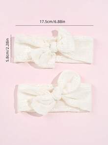 2pcs Beige Headbands For Baby Adorable Hair Bow Hairbands For Toddler Infant Newborn Elastic Nylon Hair Bands Soft Stretchy Baby Headband Kids Baby Hair Accessories - Multicolor - View 5