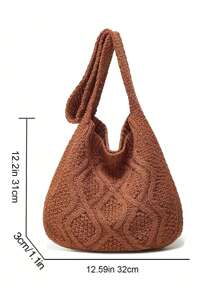 Crochet Bag Crochet Tote Bag Fairycore Hobo Bag For Women Fairy Grunge Tote Bag Aesthetic - 棕色 - 查看 6