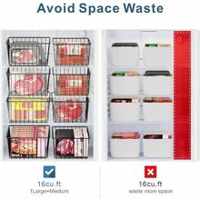 Upright Freezer Organizer Bins - 4 Pack Freezer Baskets For 16/17 / 21 Cu.Ft Stand Up Freezer, Easily Get Food, Stop Food Fall Out From Freezer Allow Air Circulation, 2 Large 2 Medium, Black/White - màu đen - Xem 4
