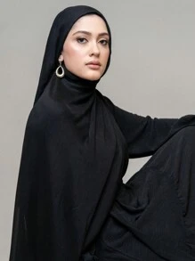 1 pièce Hijab en modal extra-large léger et doux avec des franges de couleur unie. Accessoires d'abaya fins. Vêtements voilés.