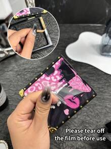 Apple Animal 1pc Galaxy Z Flip3/Z Flip4/Z Flip5/Z Flip6 Foldable Phone Case With Color Block Lips Design, With Stand And Ring Holder - Heart/Leopard/Y2K/Creative/Cute/Horror Elements/Heart/Cartoon/Women Waterproof Shockproof Anti-Fall Scratch Resistant