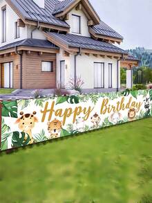 1 件卡通森林动物主题圣诞横幅、户外庭院装饰、派对氛围布置、摄影道具 - 彩色 - 查看 2