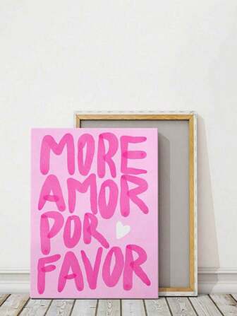 1 pièce d'affiche murale avec slogan amusant et coloré "More Amor Por Favor", peinture avec impression d'alphabet, décoration murale de peinture décorative pour la maison