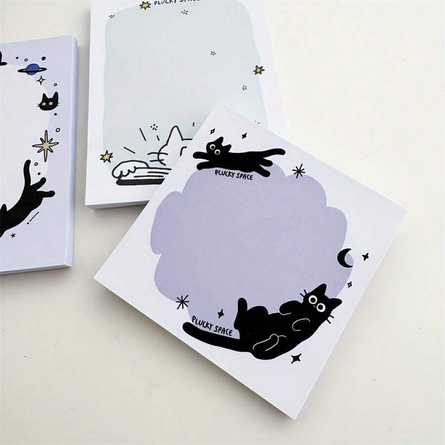 50Sheet Black Cat Themed NonAdhesive Sticky Note Pad Fun And