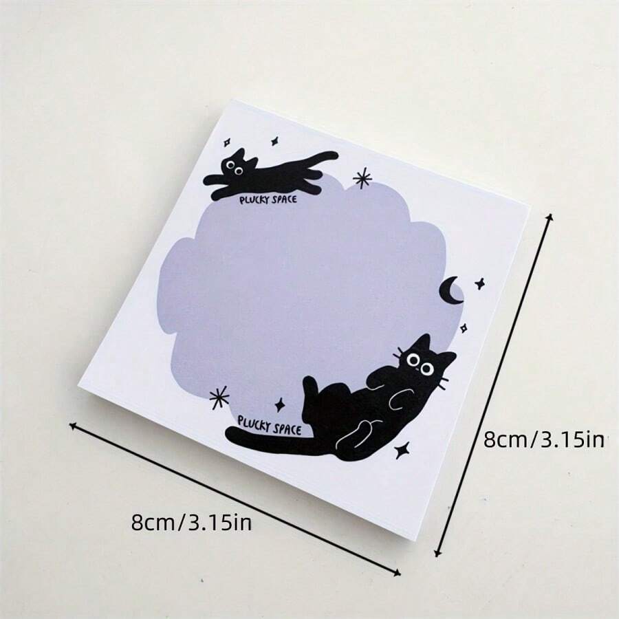 50Sheet Black Cat Themed NonAdhesive Sticky Note Pad Fun And