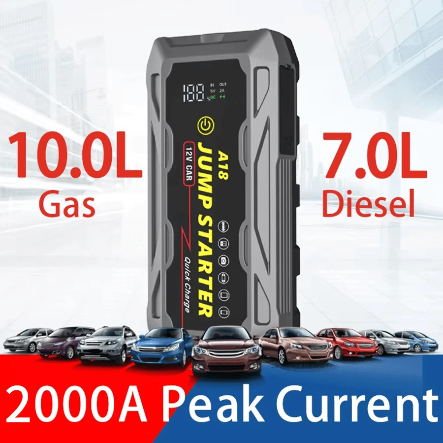 Jump Starter Car Jump Starter Auto Battery Pack 2000A 37000mWh Peak 12V