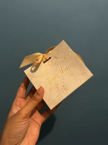 50pcs Small Thank You Gift Bag Marble Pattern With Bowknot Decor Thank You Paper Bag For Wedding - Light Grey - View 3