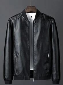 Men's Casual PU Leather Jacket