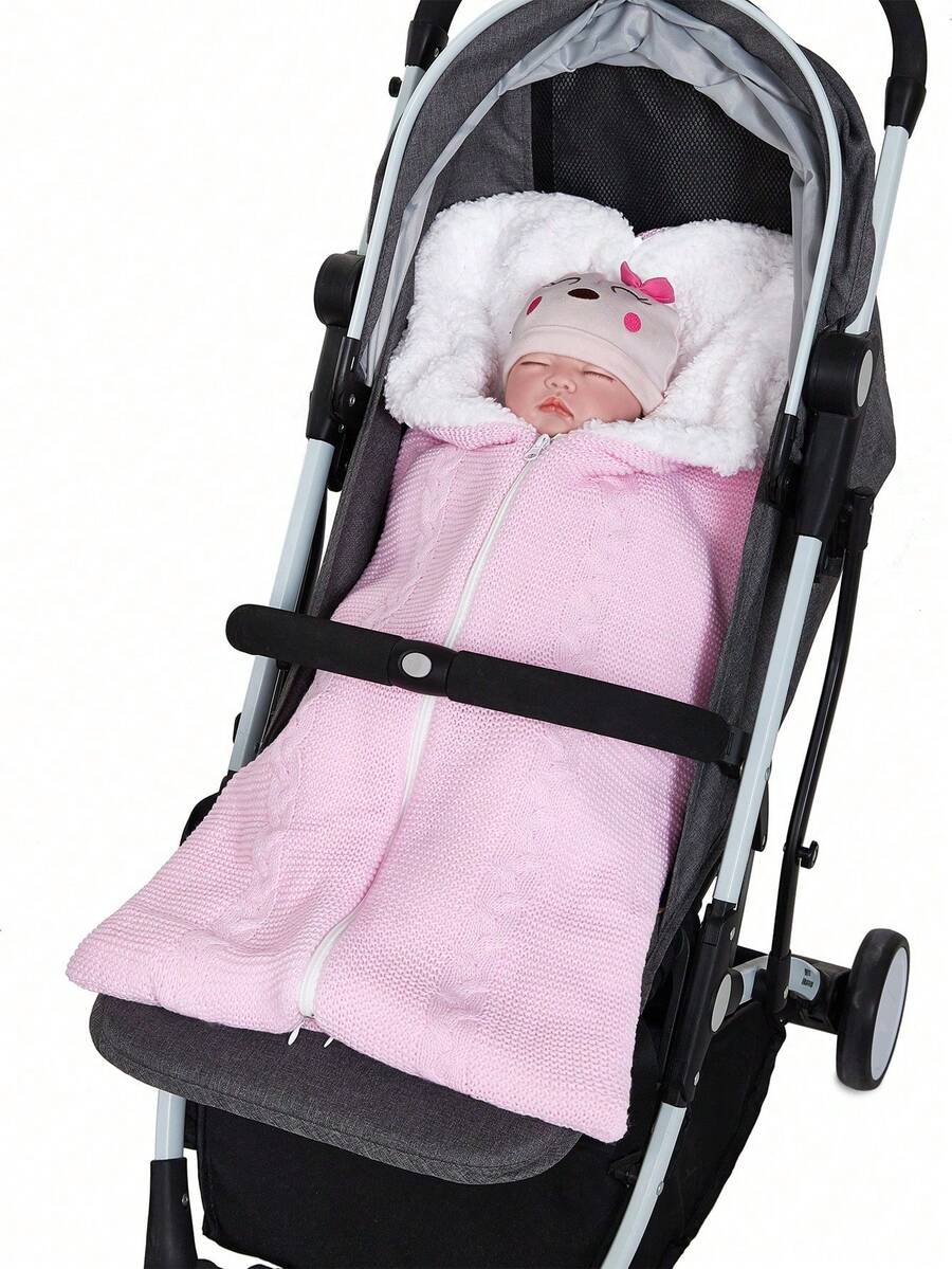 1 件针织、保暖内衬、厚实保暖毯，适用于婴儿推车、户外 - 彩色 - 查看 1