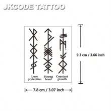 JKCODE TATTOO Ancient Viking And Peace Hieroglyphic Tattoos With "Love" And "Strong Bond" Meaning, Rockstar Finger/Hand/Neck Temporary Tattoos, Unisex, Long-Lasting Waterproof For 15 Days - Blue - View 8