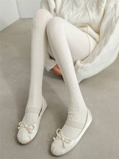 1 件女士灰色天鹅绒竖条纹连裤袜，日韩风格性感薄款打底裤，舒适日常穿着