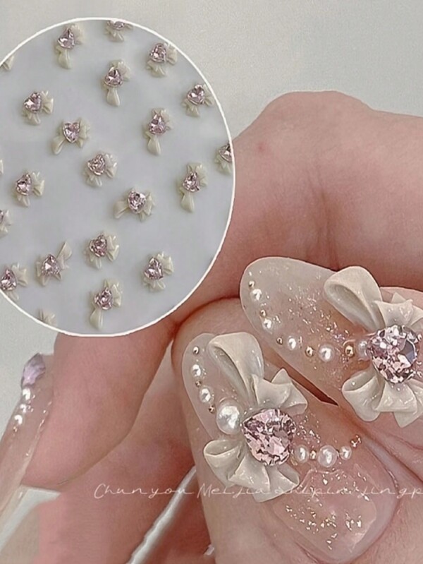 6pcs Whimsical Sweetheart Bow Nail Charms Set - Odorless, Gentle On Nails, For Manicures & Pedicures, Enhance Nail Art Designs, Add A Touch Of Elegance To Your Beauty Routine