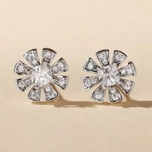 1 对简约向日葵形耳环，带合成锆石，适合女士，独特耳环 - 耳環 - 查看 9