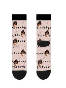 Tất in hình mặt người - 1 đôi tất ống lửng dành cho nữ, có thể in bất kỳ khuôn mặt nào lên tất, tất cá nhân hóa với ảnh, hình ảnh tùy chỉnh thú vị kết hợp với tất dài vừa phải đến dài, thích hợp cho Ngày Valentine, sinh nhật, làm quà tặng và các dịp khác, cá nhân hóa, vui nhộn, phong phú và đầy màu sắc, thiết kế hoạt hình anime sáng tạo, quà tặng ngày lễ. - Nhiều màu - Xem 5