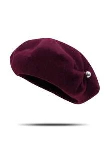 1 件女士针织法式贝雷帽，适合秋冬季，温暖且适合日常穿着复古休闲 - 多色 - 查看 4