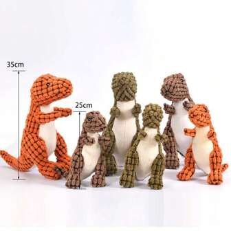 猫狗宠物毛绒恐龙玩具坚不可摧的毛绒恐龙咀嚼玩具吱吱作响的填充物宠物用品，适合小型犬和大型犬