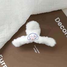 Sanrio Conjunto de 1 peça de grampos de cabelo de pelúcia, acessórios de cabelo fofos de desenho animado, decoração para casa, grampo de pelúcia fofo Sanrio, acessórios de cabelo coreanos de outono e inverno, grampo de cabelo de garra de cabelo de alta qualidade (estilo de cor aleatório)