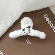 Sanrio Conjunto de 1 peça de grampos de cabelo de pelúcia, acessórios de cabelo fofos de desenho animado, decoração para casa, grampo de pelúcia fofo Sanrio, acessórios de cabelo coreanos de outono e inverno, grampo de cabelo de garra de cabelo de alta qualidade (estilo de cor aleatório)