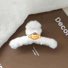Sanrio Conjunto de 1 peça de grampos de cabelo de pelúcia, acessórios de cabelo fofos de desenho animado, decoração para casa, grampo de pelúcia fofo Sanrio, acessórios de cabelo coreanos de outono e inverno, grampo de cabelo de garra de cabelo de alta qualidade (estilo de cor aleatório)