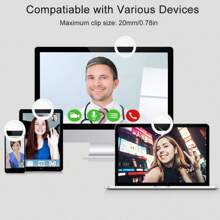 Luce ad anello LED ricaricabile USB, illuminazione supplementare per fotografia notturna, miglioramento del selfie in ambienti bui, adatta per fotografia con smartphone e trucco