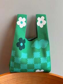 Túi Tote Dệt Kim Họa Tiết Ngựa Vằn & Báo Mới, Túi Áo Vest Đi Làm Sức Chứa Lớn, Túi Áo Ghi Lê Phối Màu Dễ Thương Cá Nhân Nhẹ & Thời Trang - màu xanh lá - Xem 6