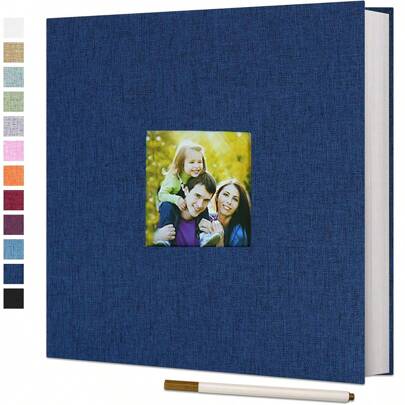 1pc Self-Adhesive Photo Album With Linen Cover, Contains 40 Blank Pages For Pictures In Sizes 3x5, 4x6, 5x7, 8x10, Comes With Metal Pen For DIY Gifts Birthday Graduation