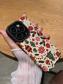 1 chiếc Ốp lưng điện thoại bảo vệ bằng da giả sọc dọc hình quà tặng Giáng sinh tương thích với iPhone và Samsung 15/15Plus/15Pro/15ProMax - Nhiều màu - Xem 5