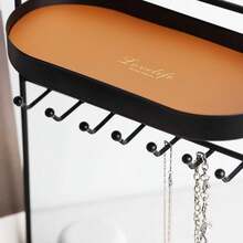 CASEGRACE 1 件双层珠宝收纳架，铁制香水和珠宝收纳托盘，项链手镯戒指耳环收纳架，适用于入口梳妆台台面，情人节礼物 - 彩色 - 查看 6