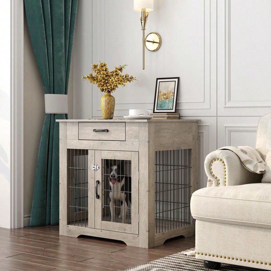 Dog Crate Table With Double Doors, Kennel End Table Furniture Dog