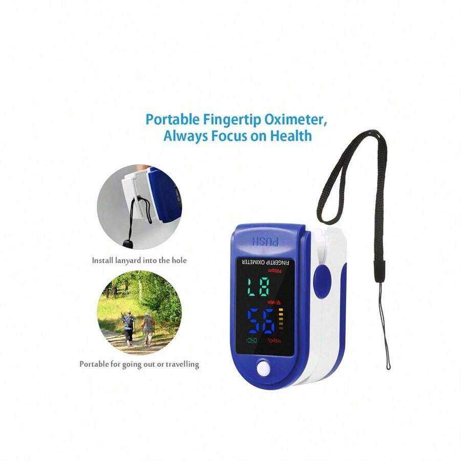1pc Adult Fingertip Pulse Oximeter Blood Oxygen Saturation Monitor