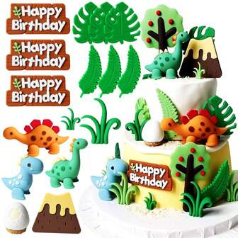  LaVenty Luxury Little Dinosaur Cake Decorations Dinosaur Cupcake Topper Little Dinosaur Cake Toppers For Birthday Gender Reveal Party Supplies