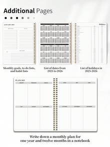 1pc 2025 Monthly Planner, Simple Monthly Planner từ tháng 1 năm 2025 đến tháng 12 năm 2026, 24 tháng Planner có theo dõi thói quen, túi bên trong và trang ghi chú, hoàn hảo cho trường học, văn phòng và gia đình - Nhiều màu - Xem 3