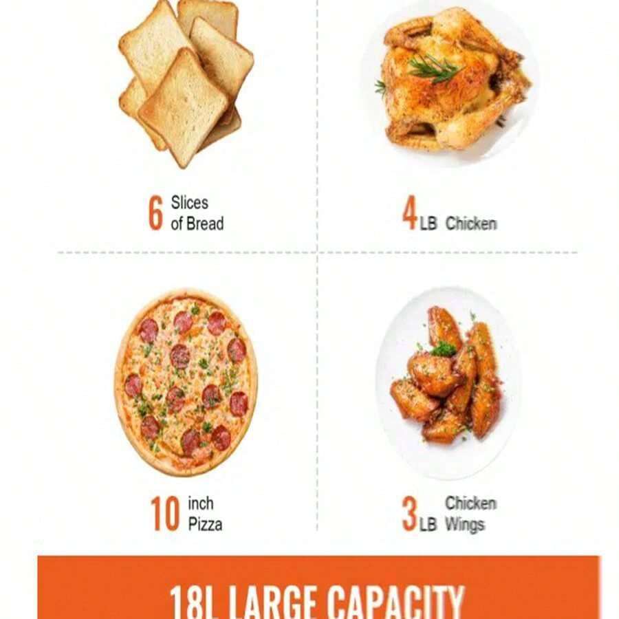 VEVOR 7IN1 Air Fryer Toaster Oven, 18L Convection Oven, 1700W