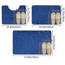 1pc/3pcs Sapphire Blue Stone Pattern Embossed High Bounce Water Absorbent Non-Slip Bathroom Floor Mat, Singles Or Set, Bathroom Decor Mat Bath Rug Floor Carpet Outdoor Rug Door Mat Fall Decor Bathroom Accessories Back To School Entryway Decor - Blue - View 4