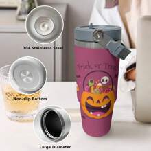 30 Oz Halloween Tumbler - Stainless Steel Insulated Travel Mug With Handle, Lid, Straw, Leak-Proof, 1 Non-Slip Reusable Cup, Suitable As A Friend, Father, Mother Gift - Halloween, Christmas Gift