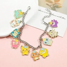 pocket monsters 可爱时尚的彩色卡通手链，配有心形珍珠吊坠配饰，适合送给女朋友和朋友、节日礼物、生日礼物 - 手鐲 - 查看 2