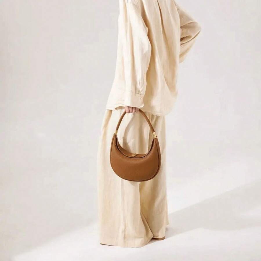 Bolso mediano en forma de luna, Serie Luna de Pino, bolso de diseño de nicho en forma de media luna, bolso de mano para ir al trabajo, bolso de hombro, bolso de debajo del brazo