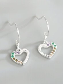 1 Cặp Bông Tai Bạc Sterling S925 Đính Đá Cubic Zirconia Nhiều Màu, Thích Hợp Cho Phụ Nữ Đeo Hàng Ngày Và Dự Tiệc - Bạc - Xem 5