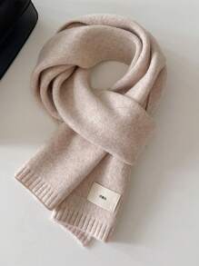 1st 2024 Herfst/Winter Koreaanse Stijl Gebreide Sjaal Voor Vrouwen, Effen Kleur, Warm, Unisex, Dikke Nekwarmer
