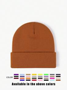 1pc Unisex Solid Color Knitted Hat, Y2K Style Outdoor Warm Beanie, Casual All-Match Winter Ski Cap Suitable For Daily Commute