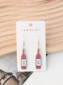 1 Pair Acrylic Sparkling Pink New Year Christmas Themed Bling Earrings, Amusing Party Festival Holiday Atmosphere Earrings For Women