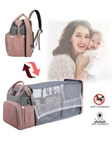 Diaper Bag Backpack With Changing Station, Multifunction Portable Waterproof Large Capacity Travel Baby Changing Bags, Baby Stuff Organizer, Baby Registry Search, Baby Diaper Bags For Girls, Baby Shower Gifts, Newborn Baby Essential Gifts - Pink - View 7