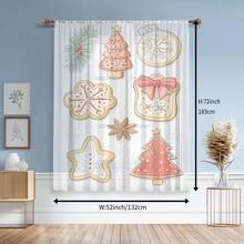 1 件精美圣诞薄纱窗帘，圣诞礼物，家居装饰纱帘，适用于卧室、客厅、餐厅、书房、家居装饰 - 彩色 - 查看 3