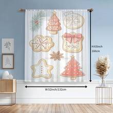 1 件精美圣诞薄纱窗帘，圣诞礼物，家居装饰纱帘，适用于卧室、客厅、餐厅、书房、家居装饰 - 彩色 - 查看 2