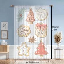 1 件精美圣诞薄纱窗帘，圣诞礼物，家居装饰纱帘，适用于卧室、客厅、餐厅、书房、家居装饰 - 彩色 - 查看 5