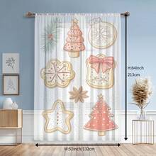 1 件精美圣诞薄纱窗帘，圣诞礼物，家居装饰纱帘，适用于卧室、客厅、餐厅、书房、家居装饰 - 彩色 - 查看 4