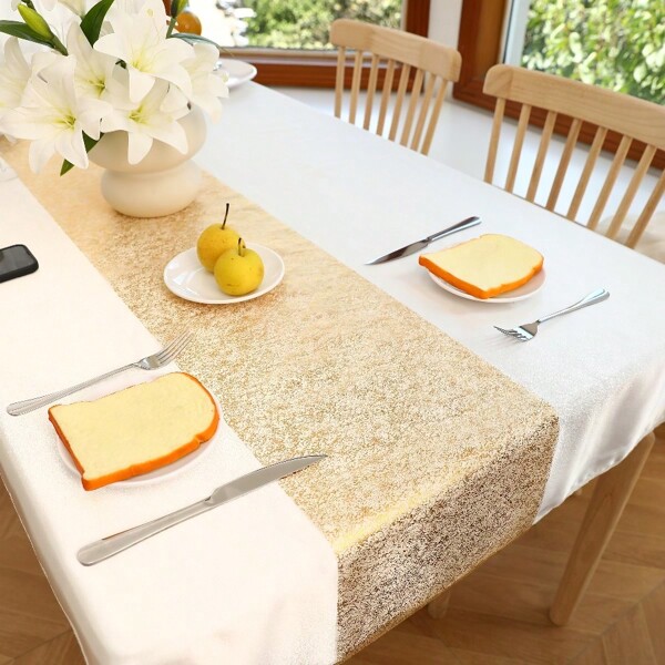1 rolo de corredor de mesa de malha dourada de alta qualidade, macio e personalizável, 11*108,3 polegadas, mesas e cadeiras decorativas, adequado para festas, casamentos e festivais, preferido para reuniões familiares diárias no Natal e no Halloween