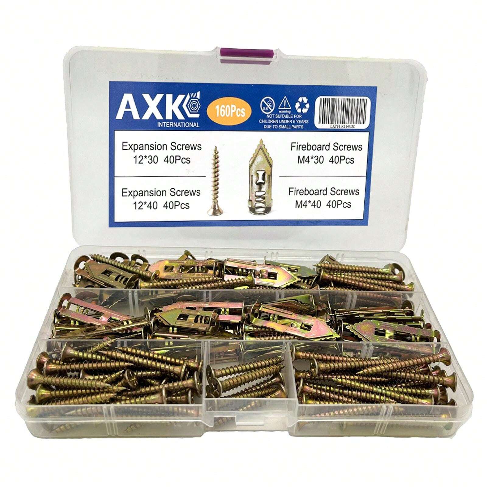 AXK 160pcs Self Drilling Anchor Gypsum Expansion Drywall Anchor Carbon