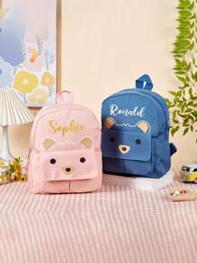 1pc Cartoon Bear Student Backpack, Customizable Name Tag, Cute Bear School Bag, Zipper Bag, Casual Backpack, Plush Backpack, Lightweight Design, Suitable For Student Daily Use, School Supplies, For Teacher Gifts, For University, For Colleague, For Dorm Rooms, For Teacher, For Boys And Girls, For Teenagers, Junior High School Students, Middle School Students, High School Senior High School Students, College Students, University Students, Freshman, Sophomore, Underclassmen,New Year Glamour - Multicolor - View 7
